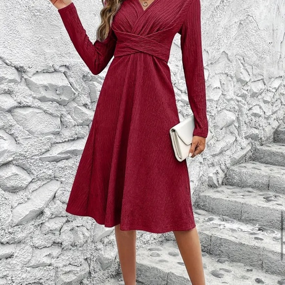 Criss Cross Solid Dress - Picture 3 of 5